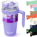 Tronco 32 oz Glass Tumbler with Handle and Bamboo Lid
