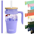 Tronco 32 oz Glass Tumbler with Handle and Flip Straw Lid