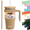 Tronco 32 oz Glass Tumbler with Handle and Flip Straw Lid