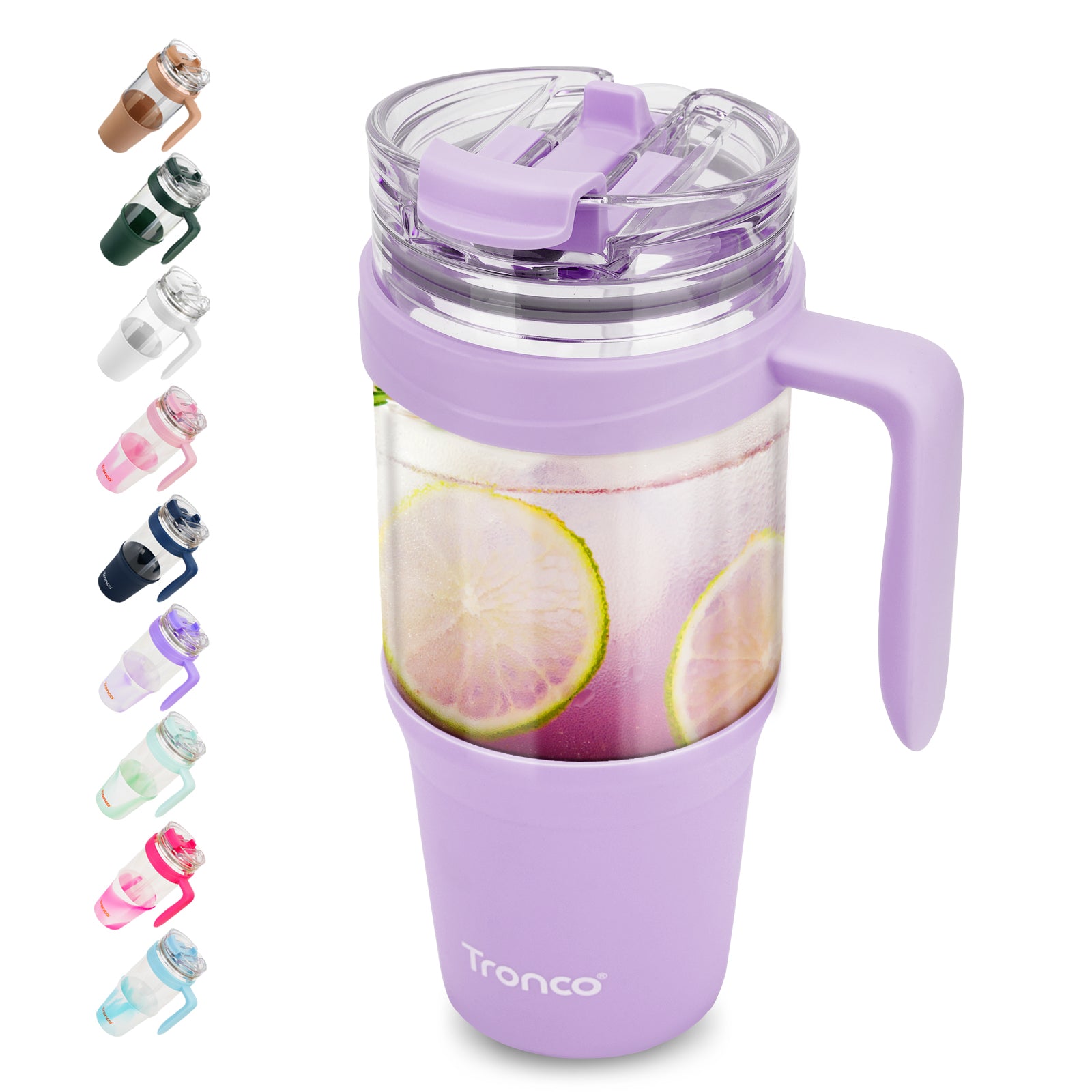 Tronco 40oz Glass Tumbler with Straw and Lid