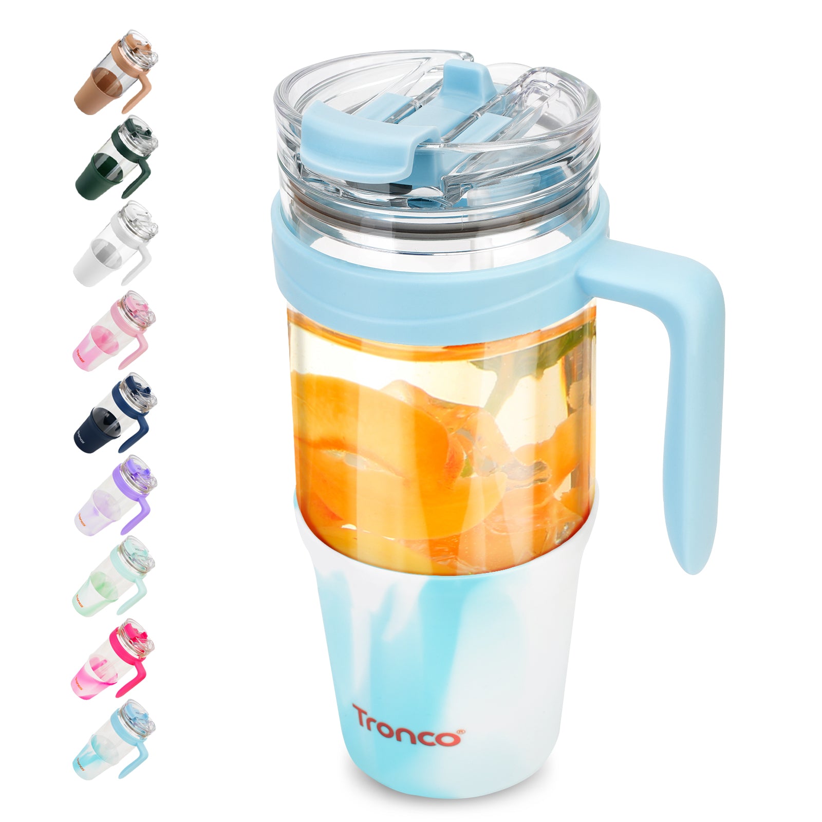 Tronco 40oz Glass Tumbler with Straw and Lid