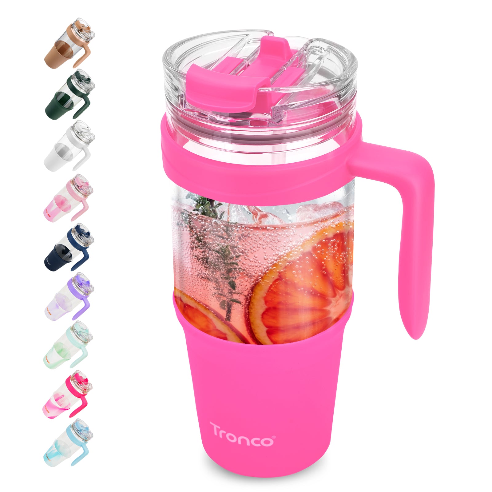 Tronco 40oz Glass Tumbler with Straw and Lid