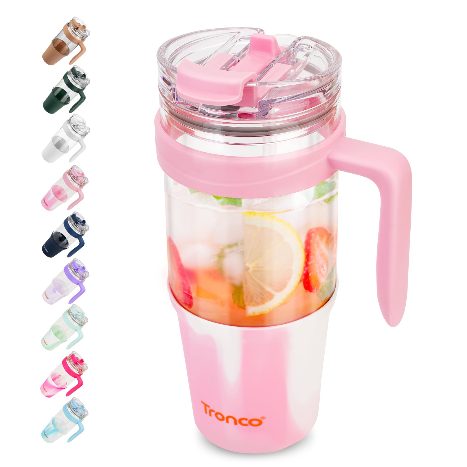 Tronco 40oz Glass Tumbler with Straw and Lid