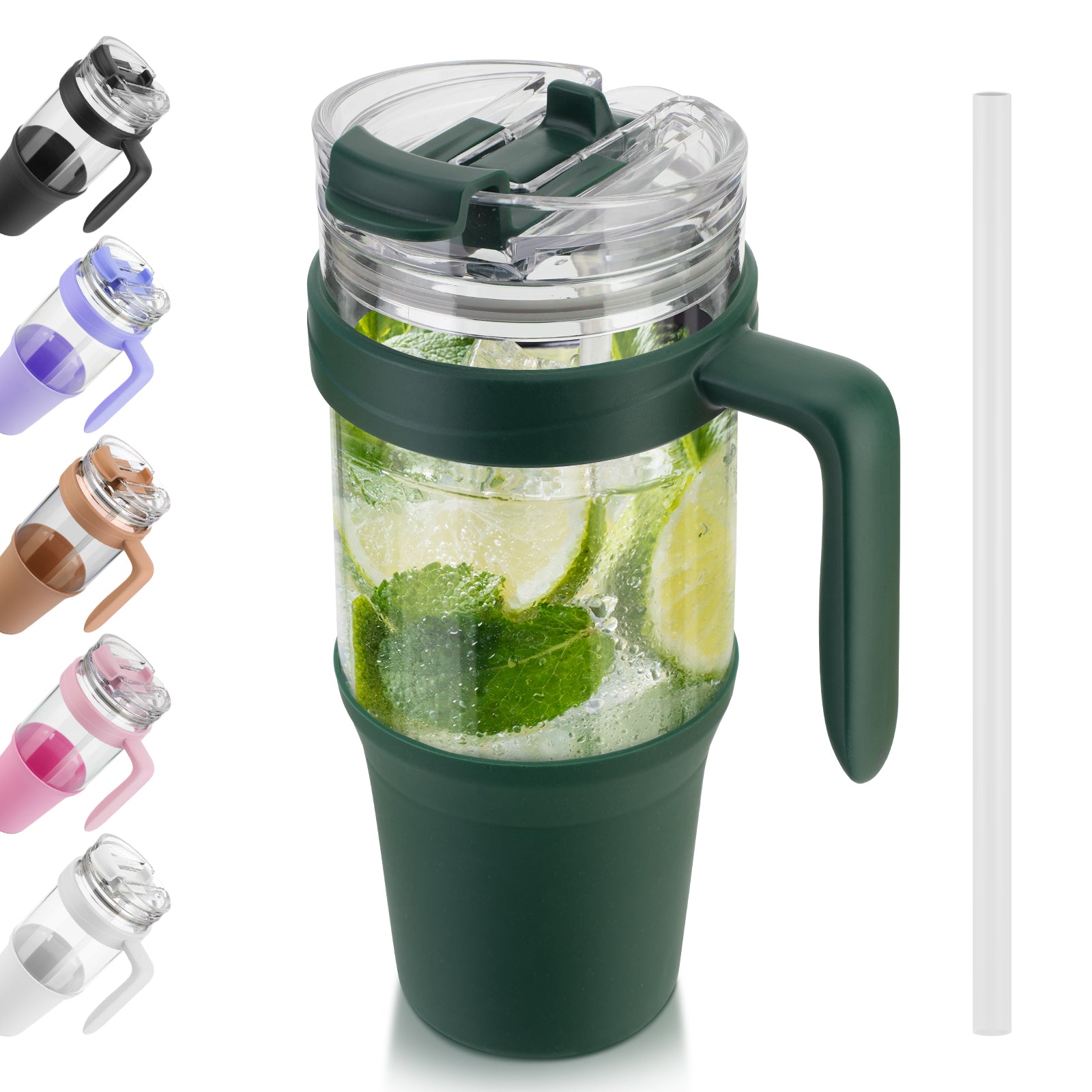 Tronco 40oz Glass Tumbler with Straw and Lid
