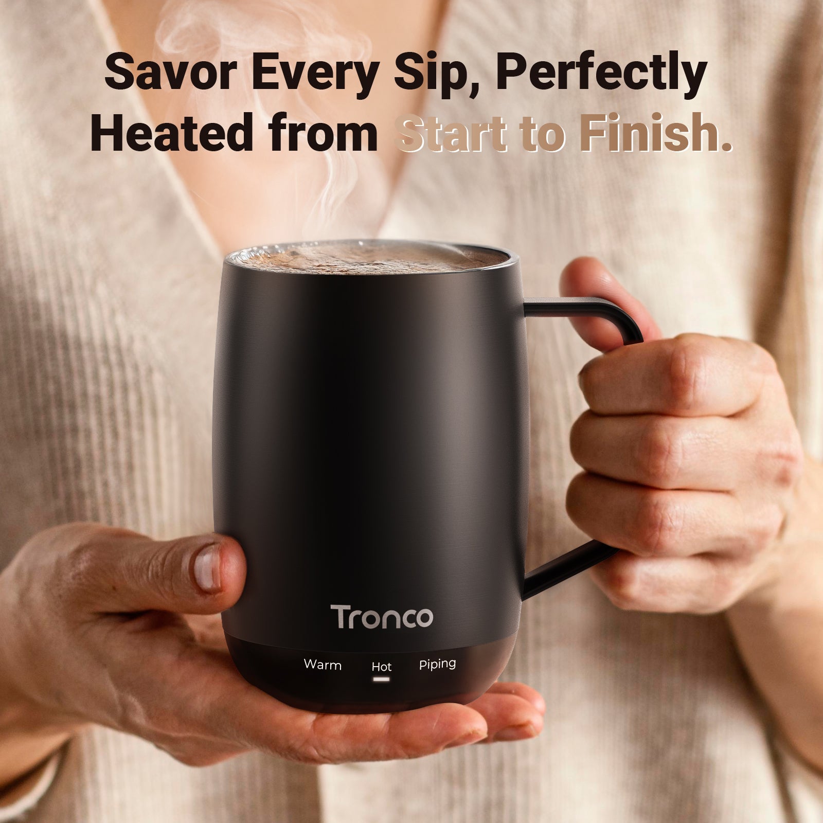 Tronco Temperature Control Heated Coffee Mug 14 oz