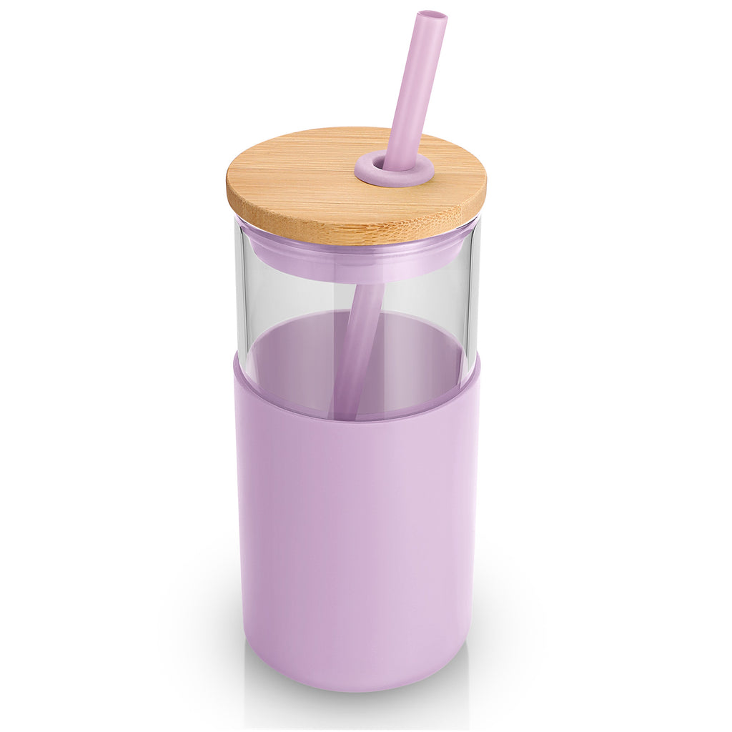 Tronco 16 oz Glass Tumbler with Bamboo Lid and Straw