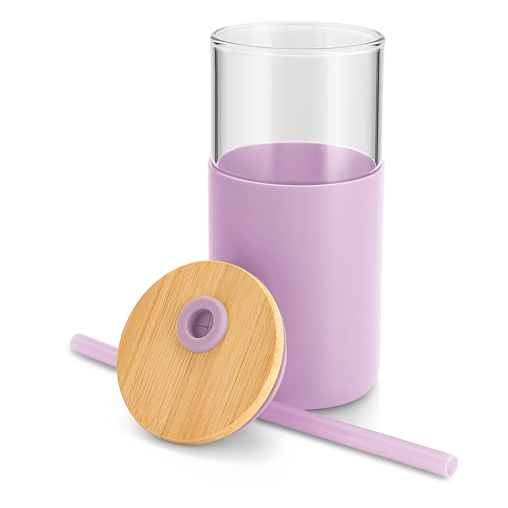 Tronco 16 oz Glass Tumbler with Bamboo Lid and Straw