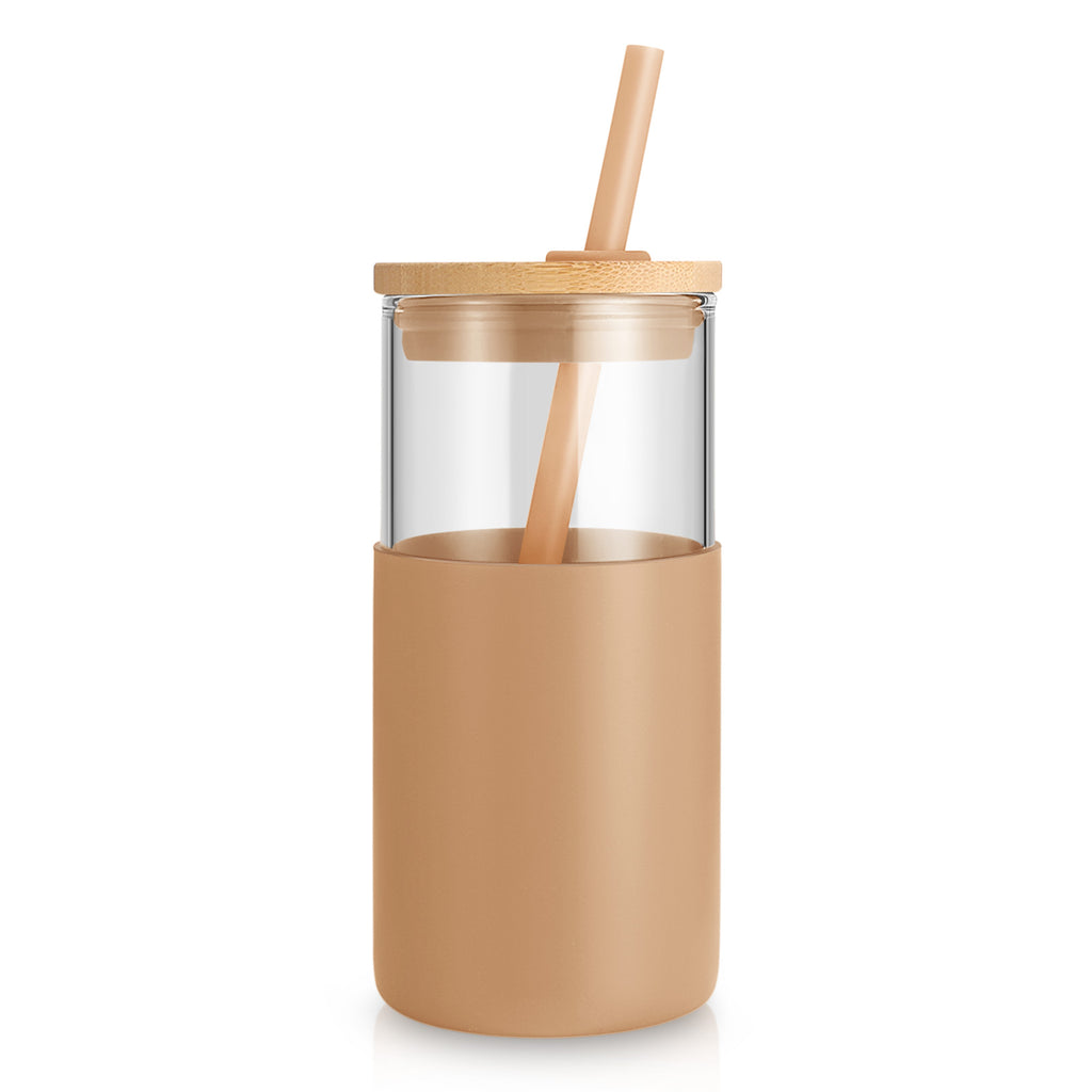 Tronco 16 oz Glass Tumbler with Bamboo Lid and Straw