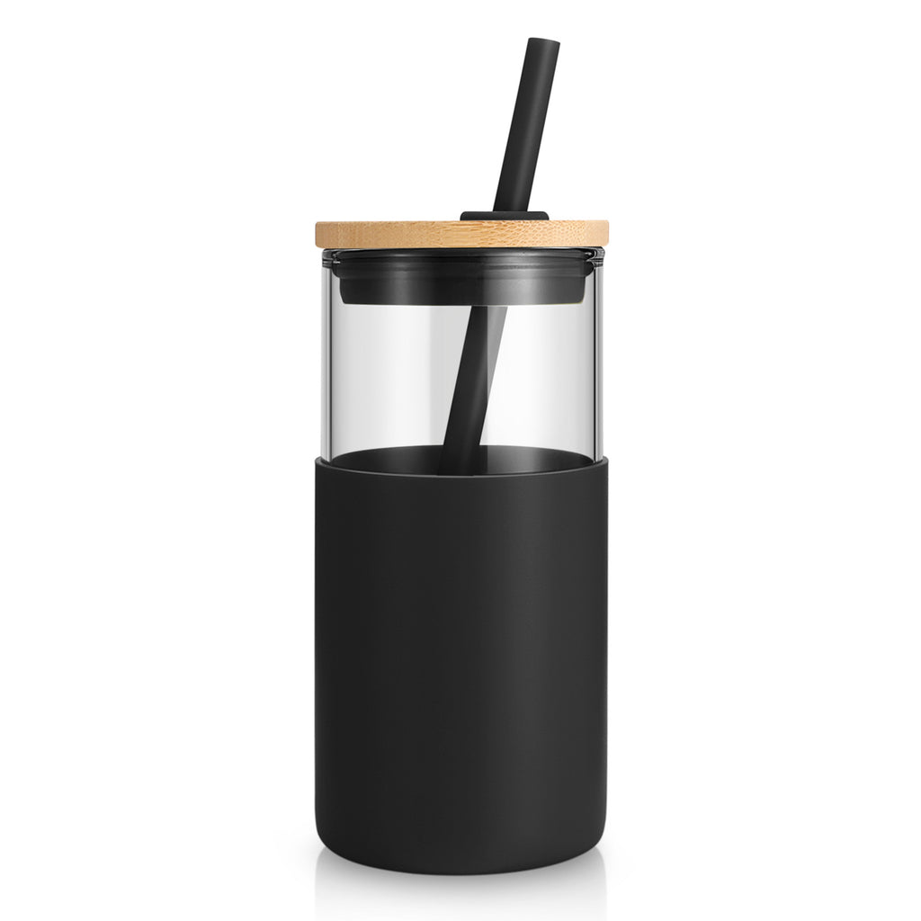 Tronco 16 oz Glass Tumbler with Bamboo Lid and Straw