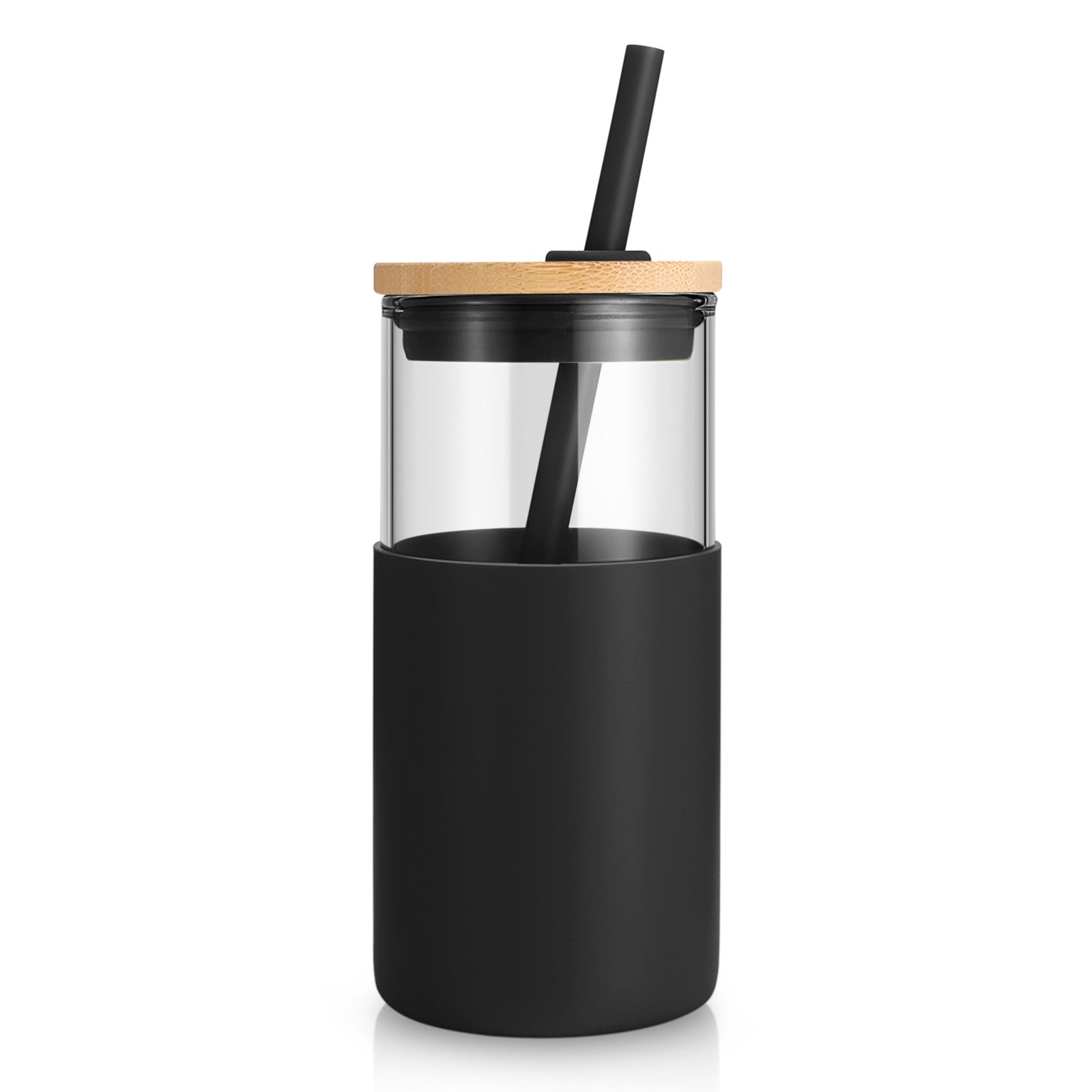 Tronco 16 oz Glass Tumbler with Bamboo Lid and Straw