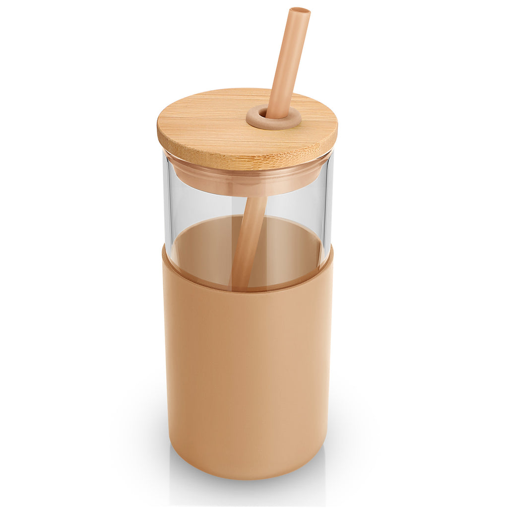 Tronco 16 oz Glass Tumbler with Bamboo Lid and Straw