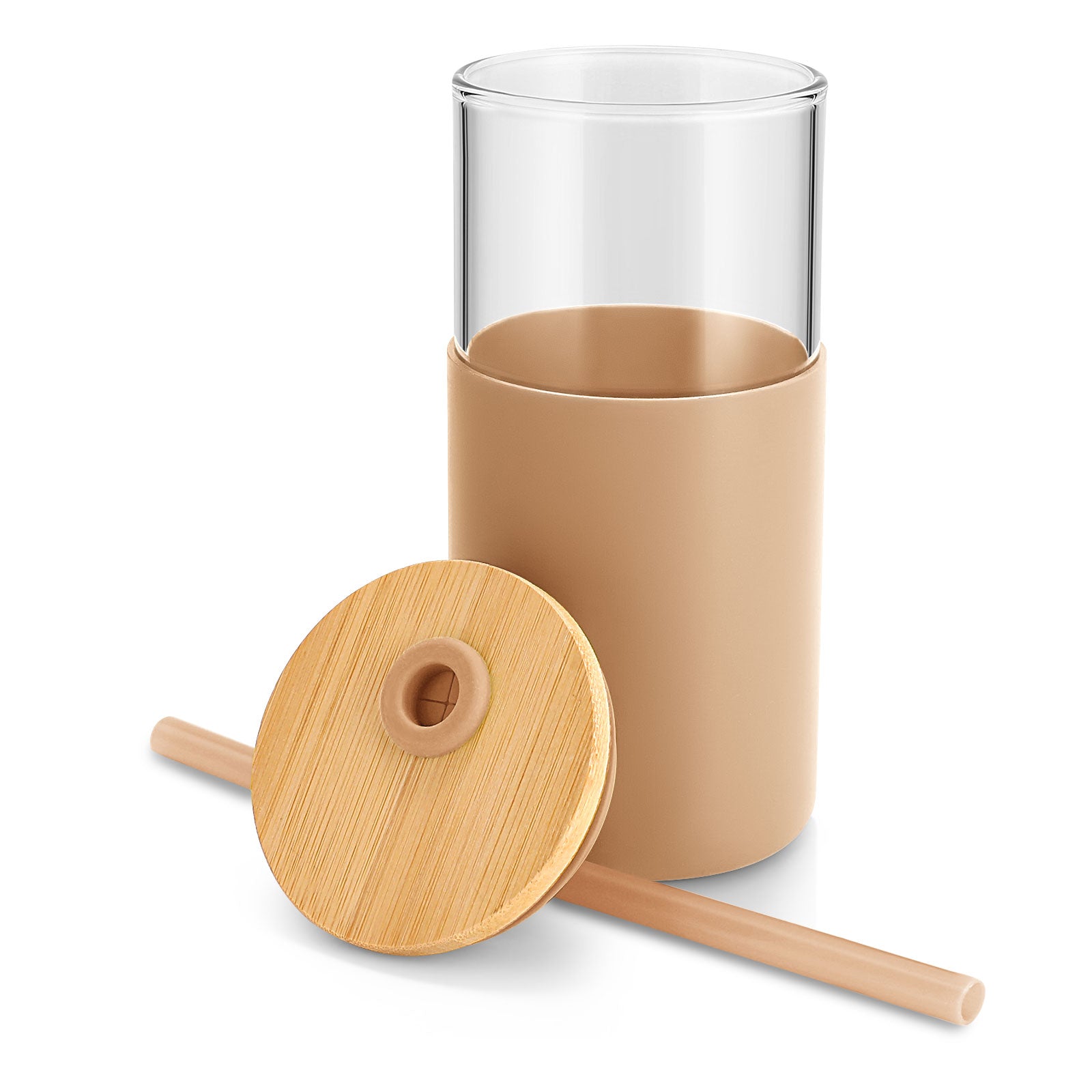 Tronco 16 oz Glass Tumbler with Bamboo Lid and Straw