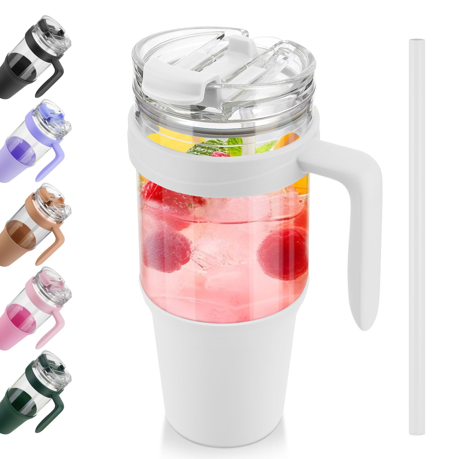 Tronco 40oz Glass Tumbler with Straw and Lid