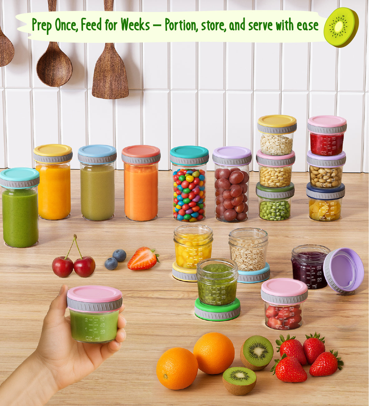 Tronco 4 oz & 8 oz Glass Food Storage Jars, 12-Pack