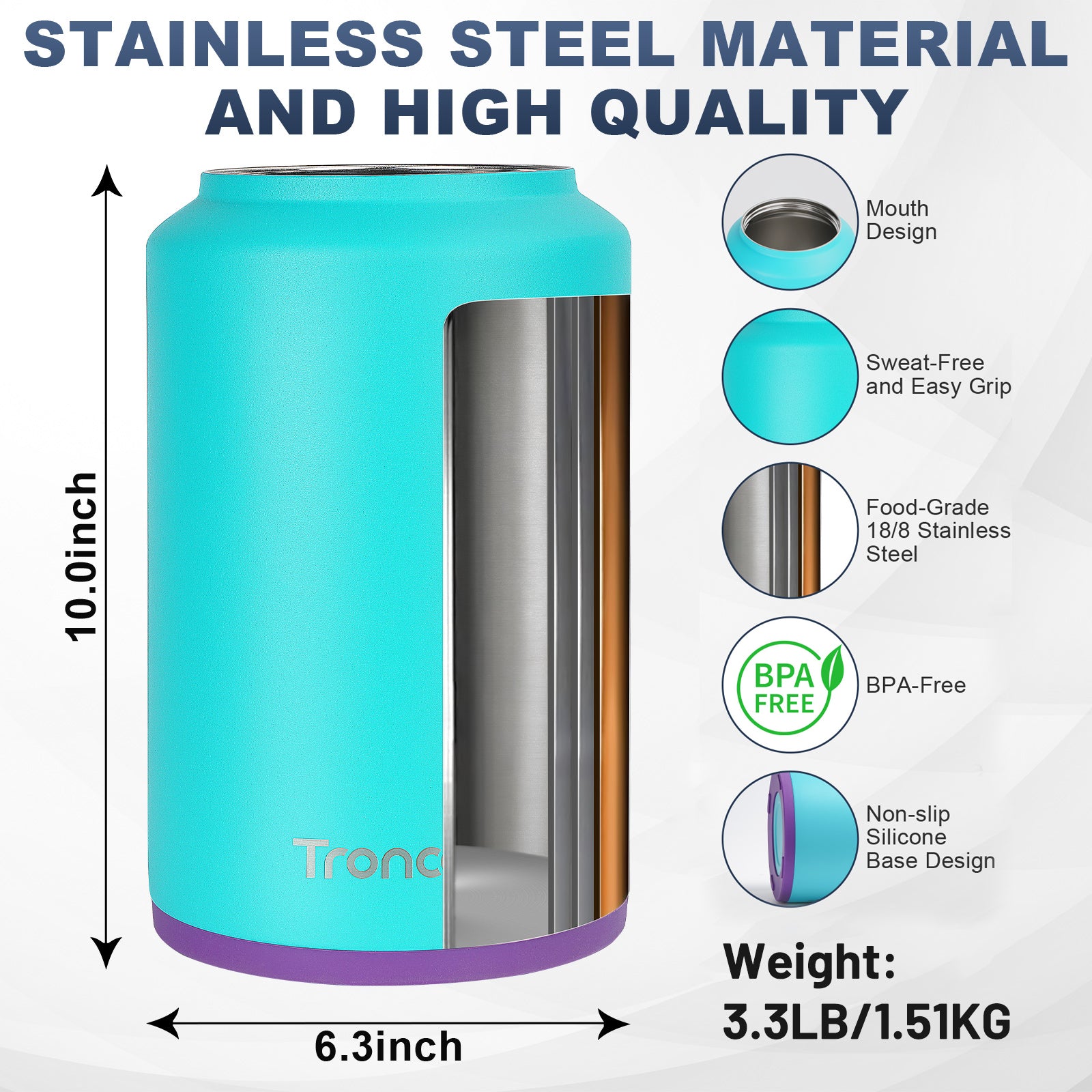 Tronco 1 Gallon Insulated Stainless Steel Water Bottle