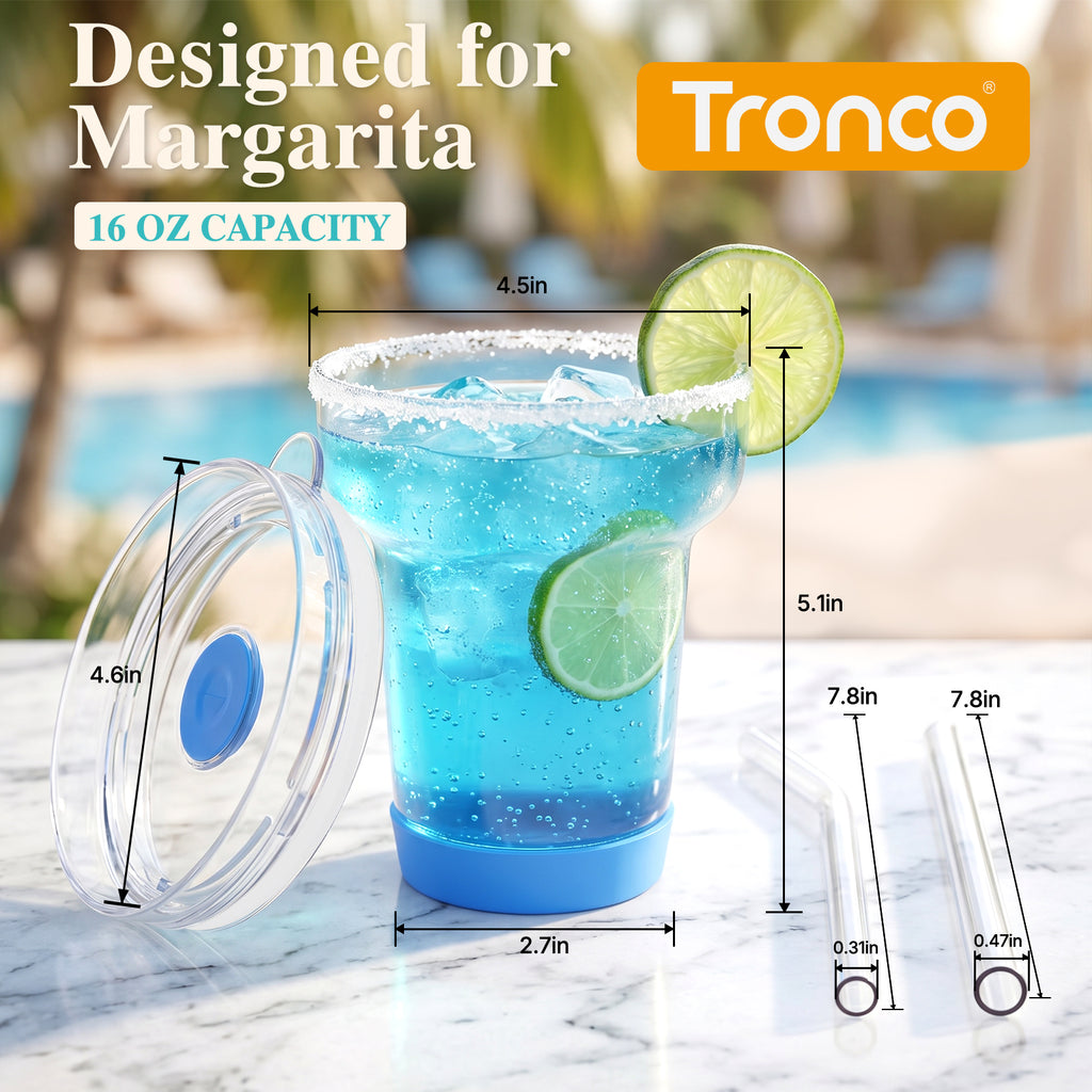 Tronco 16 oz Glass Cocktail Tumbler with Lid & Straw