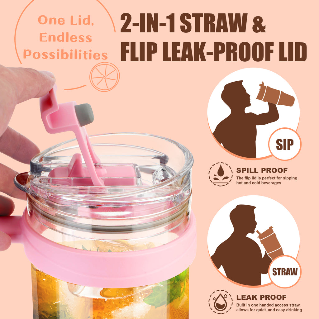 Tronco 40oz Glass Tumbler with Straw and Lid