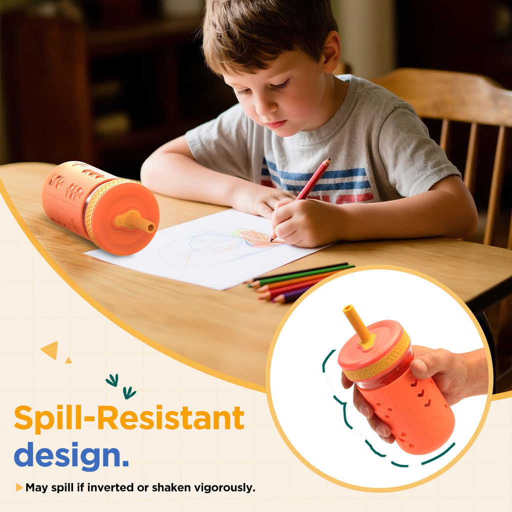 Tronco 12 oz Glass Sippy Cups for Kids, 4-Pack