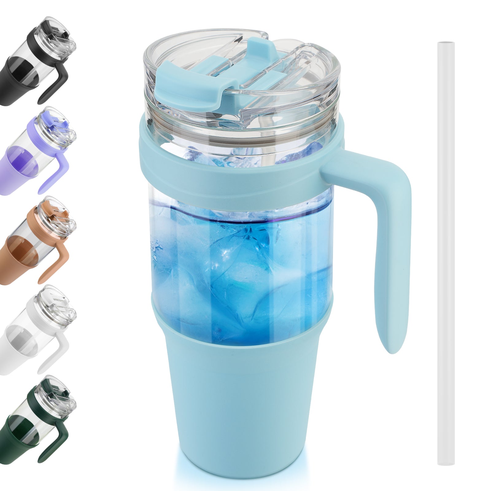Tronco 40oz Glass Tumbler with Straw and Lid