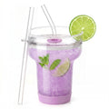 Tronco 16 oz Glass Cocktail Tumbler with Lid & Straw